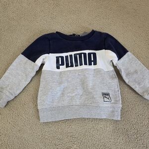 PUMA Kids Tri-Tone Sweatshirt - Navy, White, Gray
